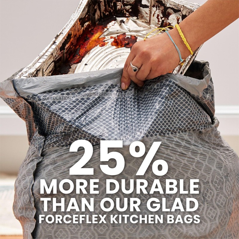 Glad ForceFlex MaxStrength Kitchen Drawstring Trash Bags, 20 Gal, 80 Ct, gallery