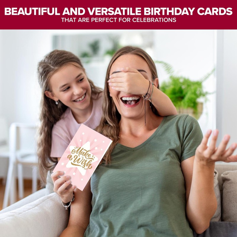24 Pack Foiled and Glittery Assorted 6x4in Assorted Birthday Cards gallery