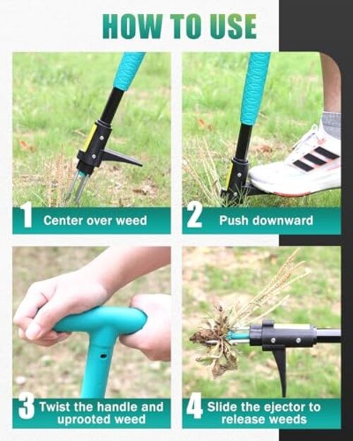 39" Weed Pulling Tool, 3-Claw Detachable Weed T-shaped Handle Common Teal gallery