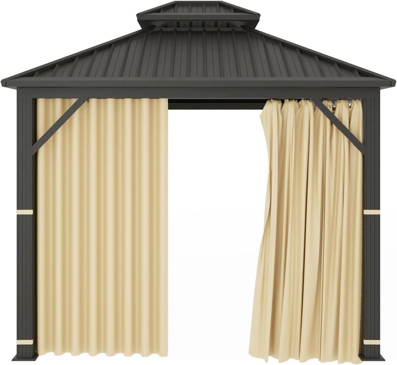 Universal Beige Replacement Privacy Curtain for 10' x 10' Gazebos - Easy Install gallery