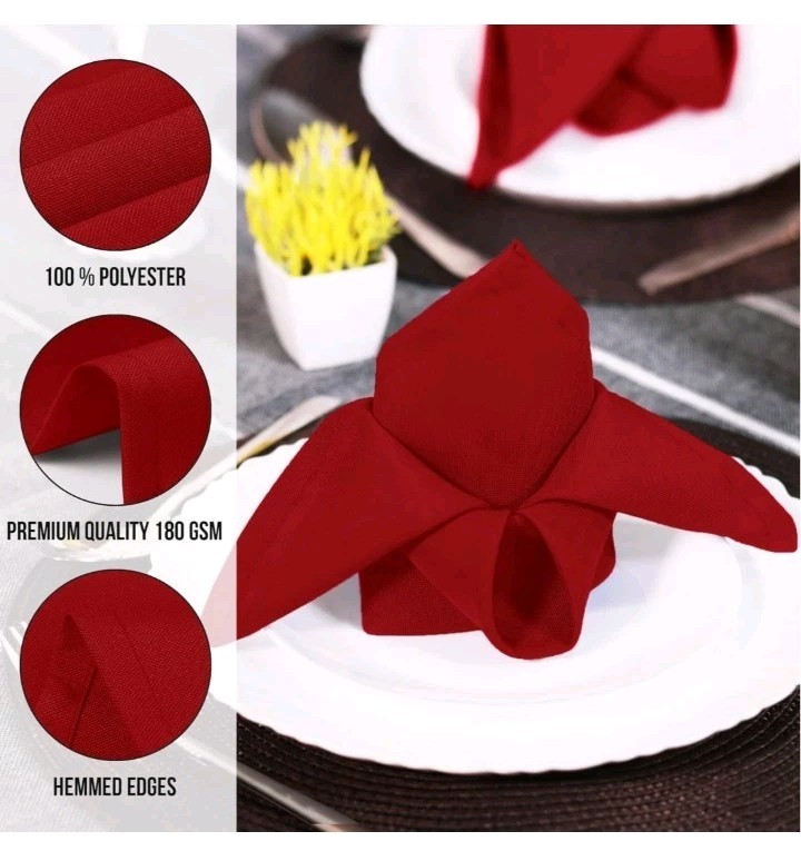 Red Polyester Napkins 20"x20" Solid Color Red - Lot of 36 gallery
