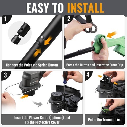 WORKPROX 20V Cordless String Trimmer/Edger 9500RPM 12" Cut 4A Battery Spool Line gallery