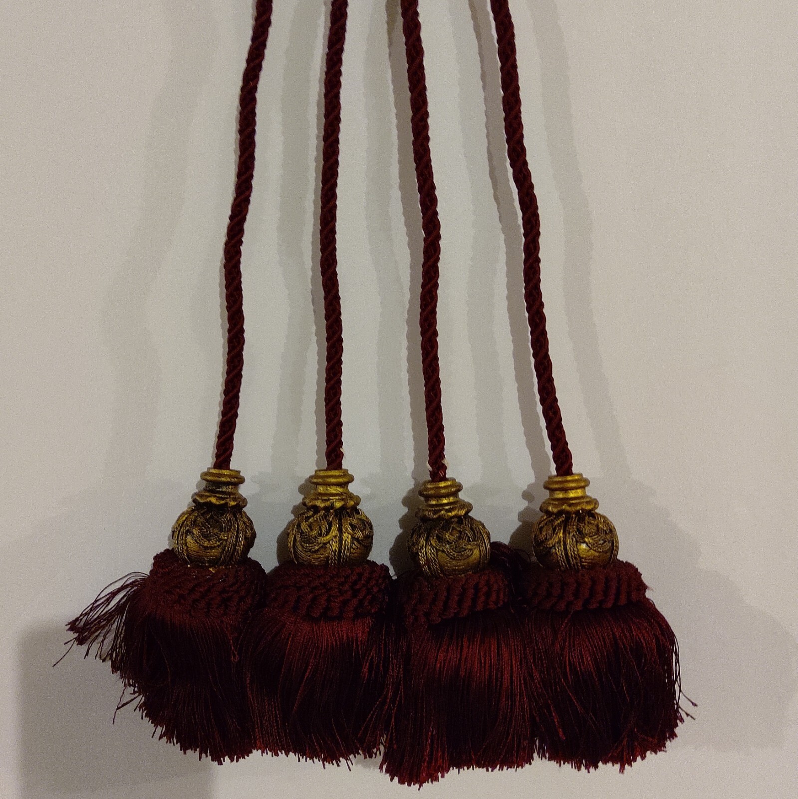 Hand Woven Curtain Rope Tie Back Window Burgundy Tassel. Tie back. 1 Set gallery
