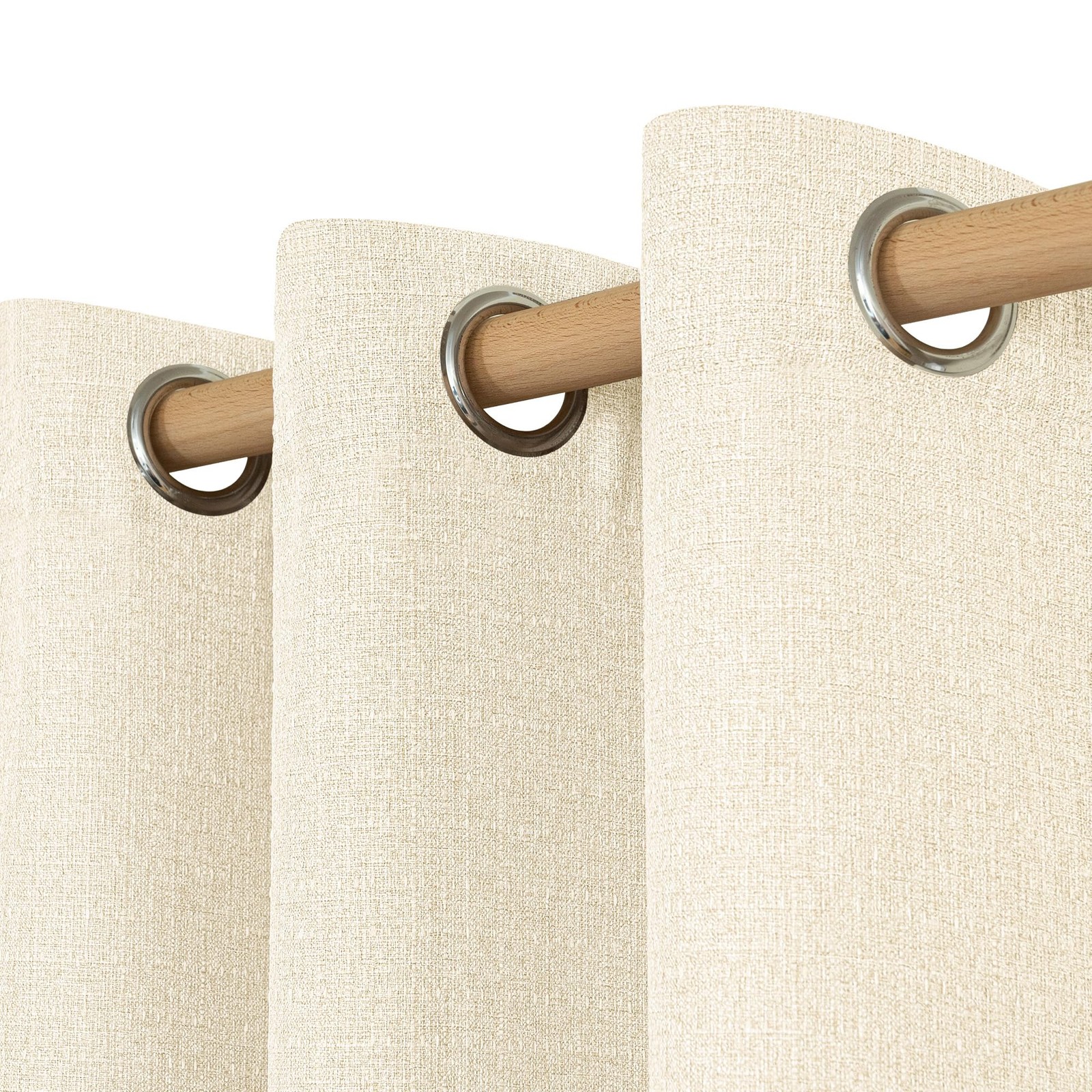 LAMIT Natural Light Beige Linen Textured 60"W x 84"L (Pack of 2), gallery