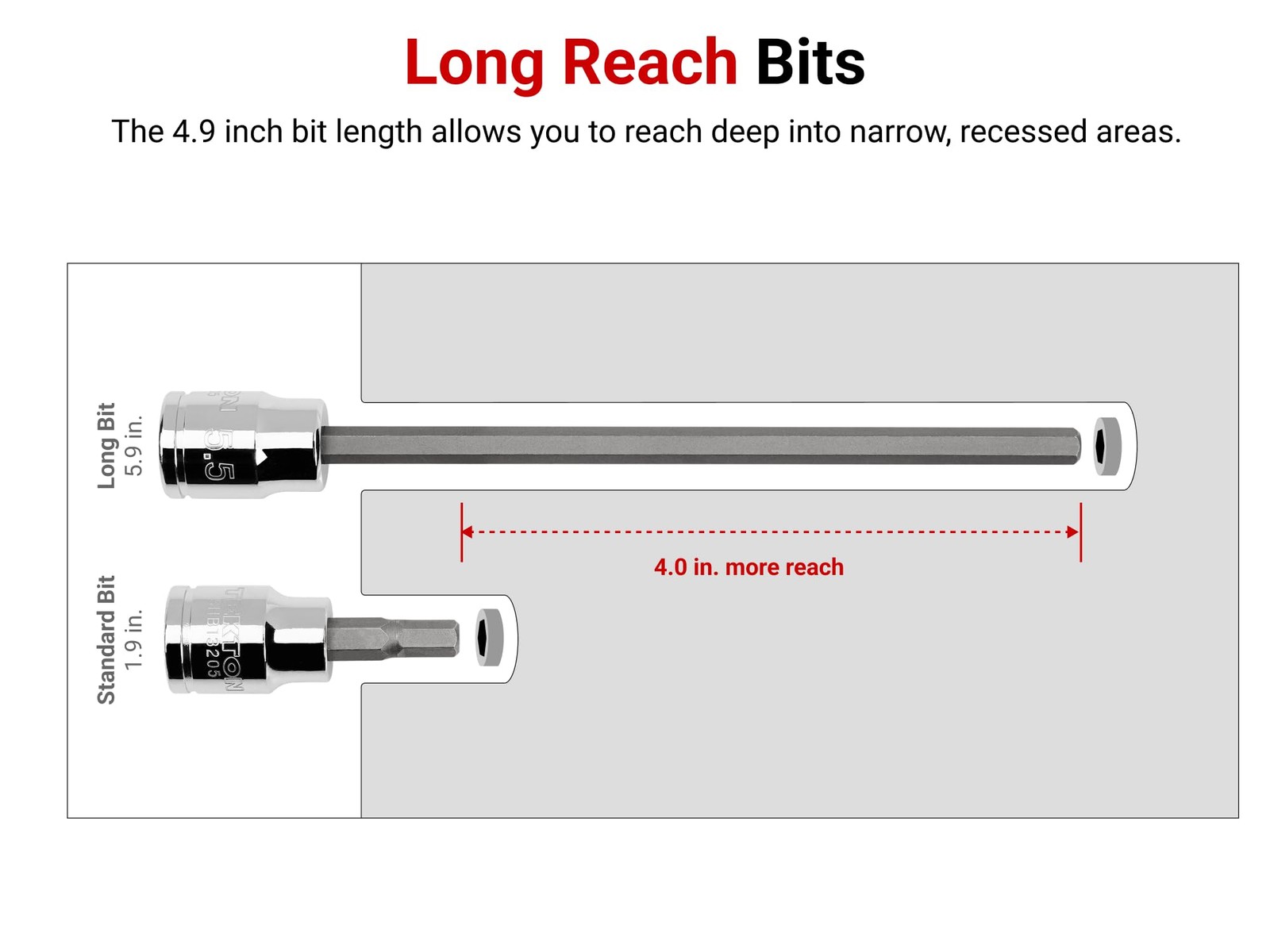 5mm Long Ball End Hex Bit Socket 3/8 Drive Deep Access CrV Steel gallery