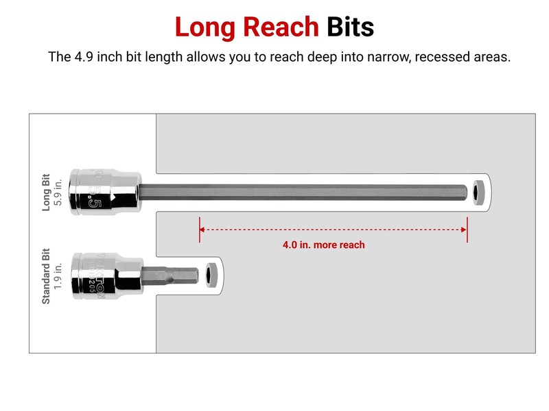 5mm Long Ball End Hex Bit Socket 3/8 Drive Deep Access CrV Steel gallery