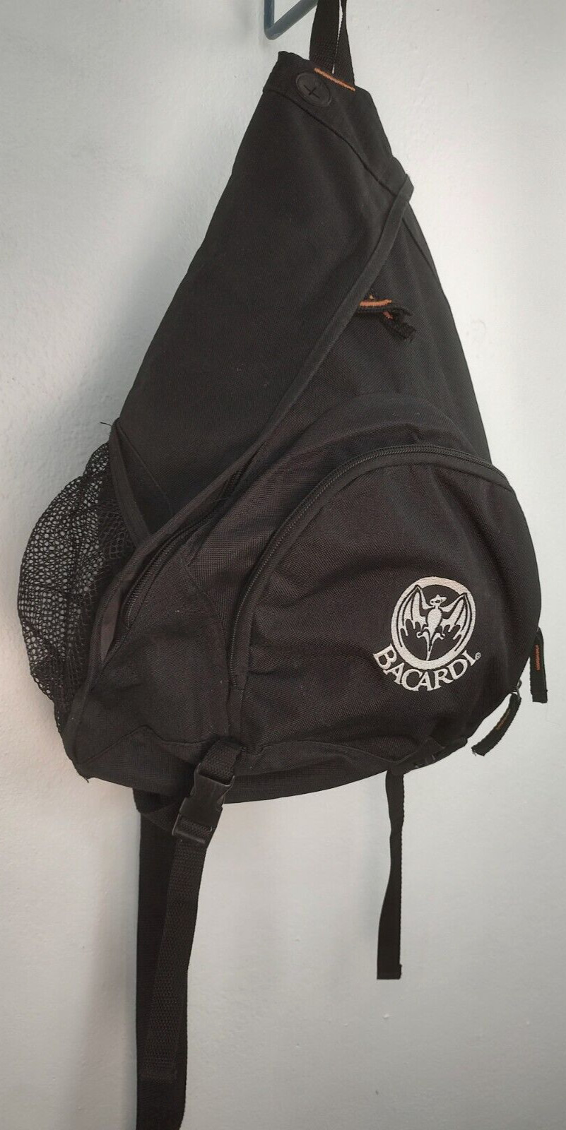 Bacardi Black Backpack Single Strap Side Opening 2 Zipper Storage Back pack 2