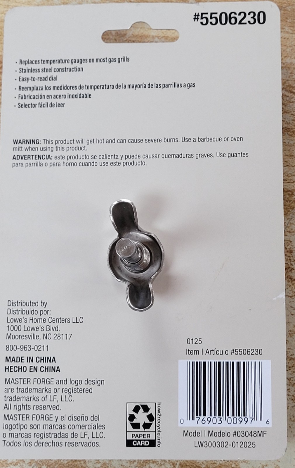 Brand New Master Forge Universal Fit Round Grill Thermometer gallery