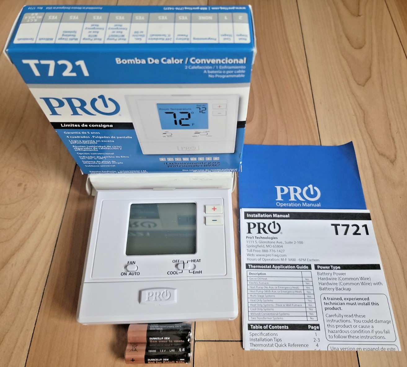 Pro1 T721 Digital Thermostat Non-Programmable 2 Heat 1 Cool Heat Pump - NEW READ gallery