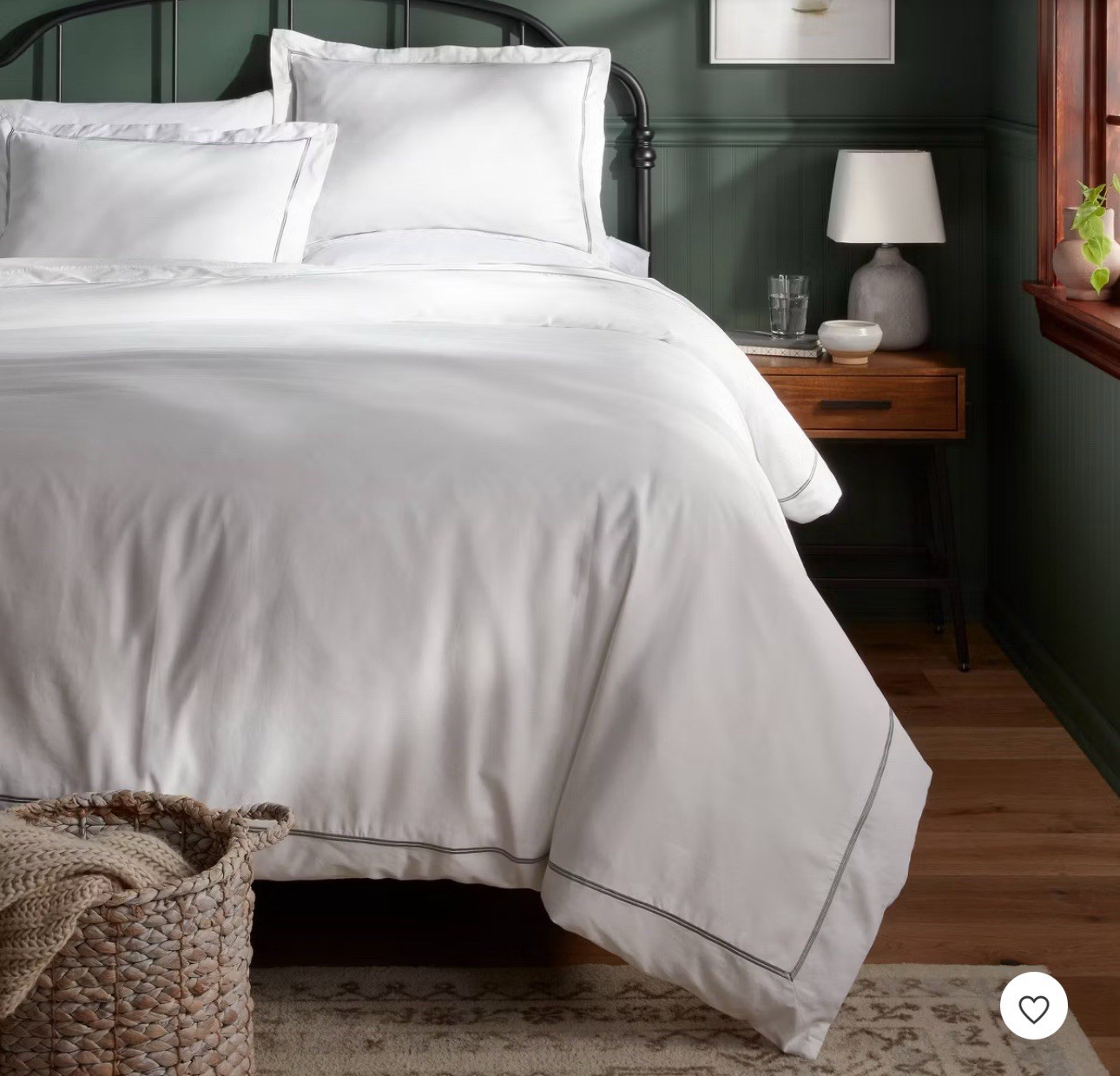 Threshold 3 Piece Full/Queen Embroidered Border Duvet Set( Light Teal Green ) gallery
