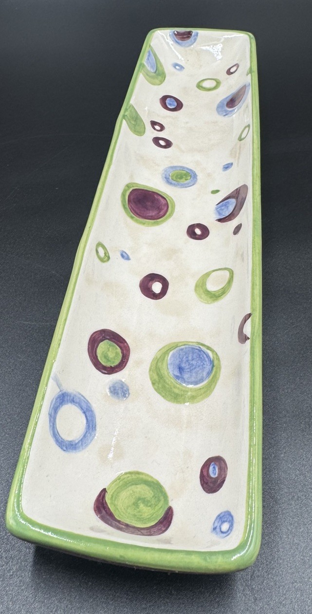 Rare Hand Painted Tika Narrow Rectangle Serving Platter by Home ETC. gallery
