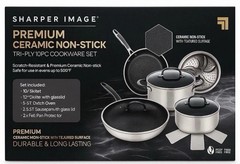 Sharper image Premium Cookware set 10pc ceramic non stick Tri-ply Stainless New