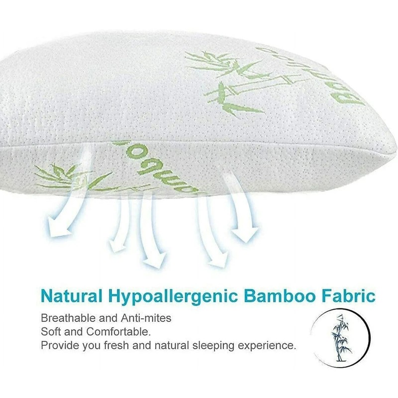 Glory Bamboo Pillow Queen Size - Memory Foam/Breathable & Zippered. Set 2. gallery