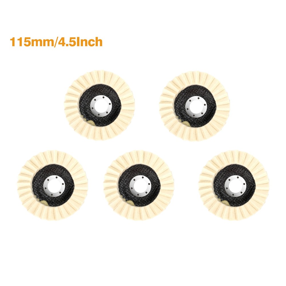 5pcs 4.5/5" Wool Polishing Wheels Buffer Pads Flap Felt Polishing Finishing Disc