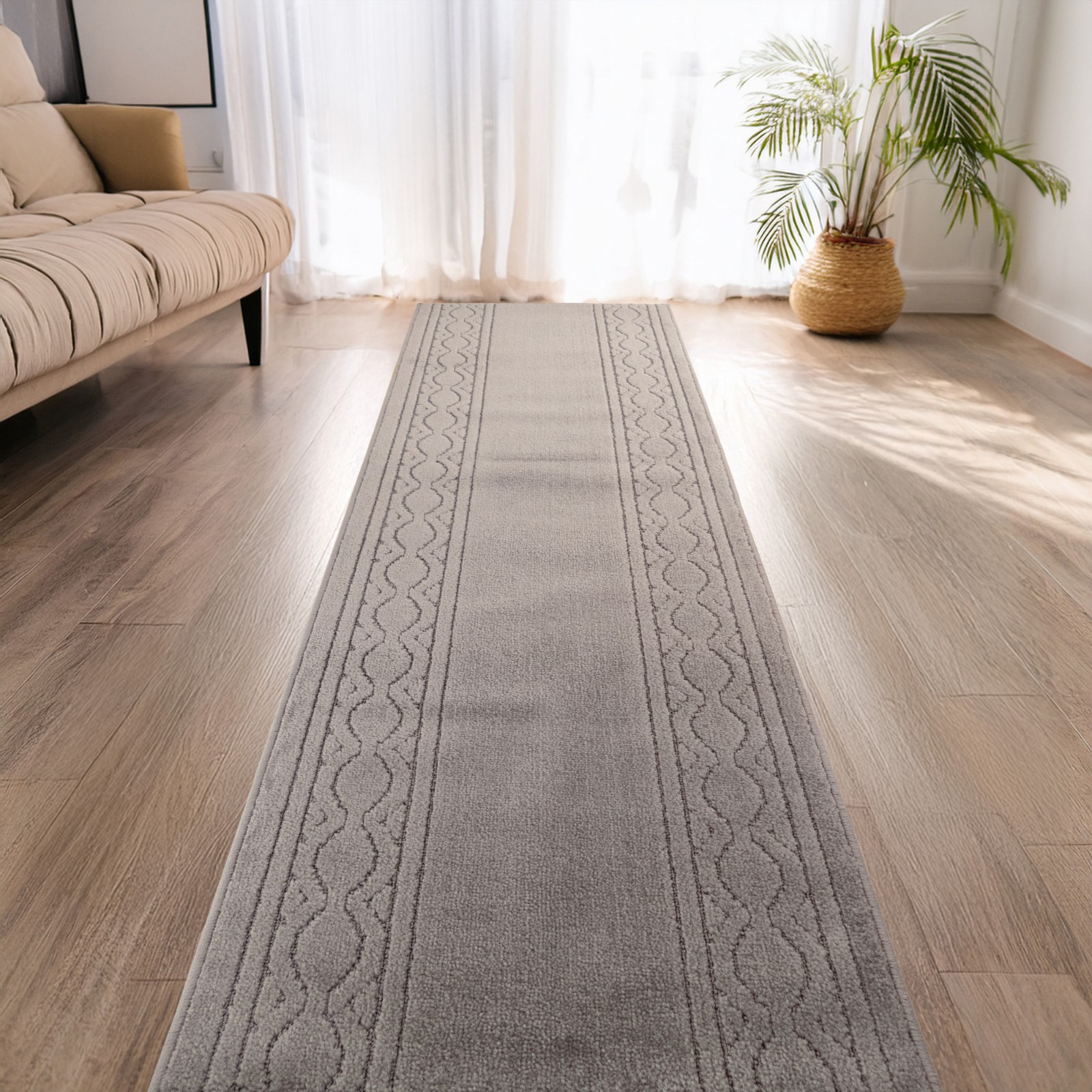 Custom Size Anti-Slip Machine Washable Soft Pile Moroccan Trellis Gray Rug gallery