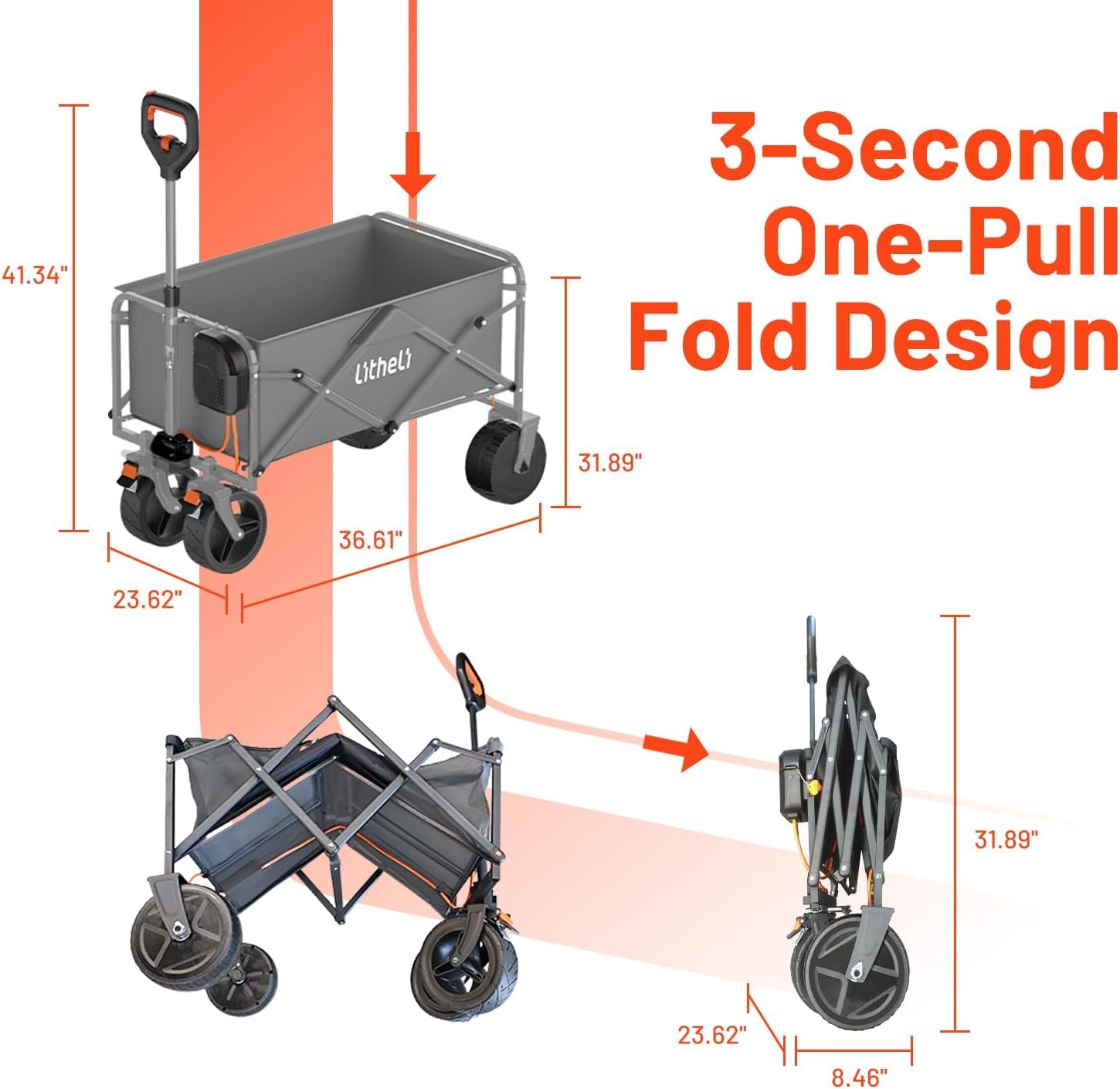 Electric Folding Utility Wagon Cart – All-Terrain Portable Powered Wagon with... gallery