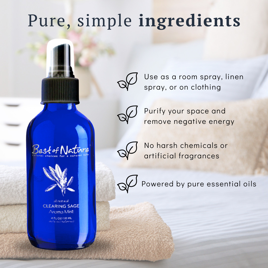 Clearing Sage Aroma Mist - Room & Linen Spray – Natural Essential Oils - 4 oz gallery