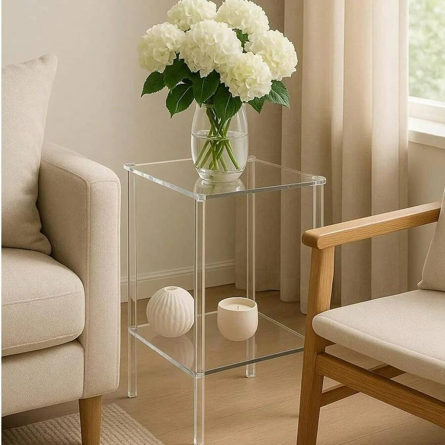 Acrylic Bedside Table Small Modern Minimalist Side Table Transparent gallery