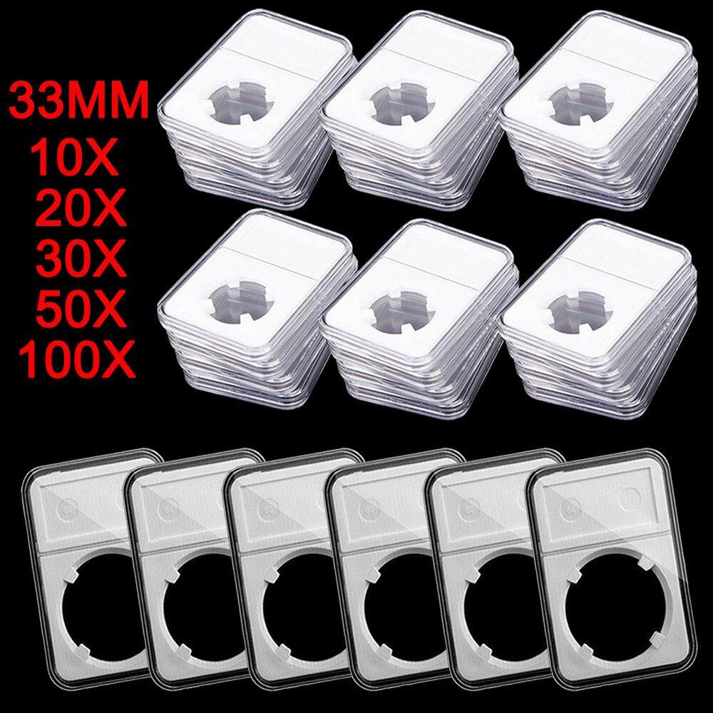 10-100Pcs 33mm Coin Slab Display Holders Storage Box Show Case Stand USA gallery