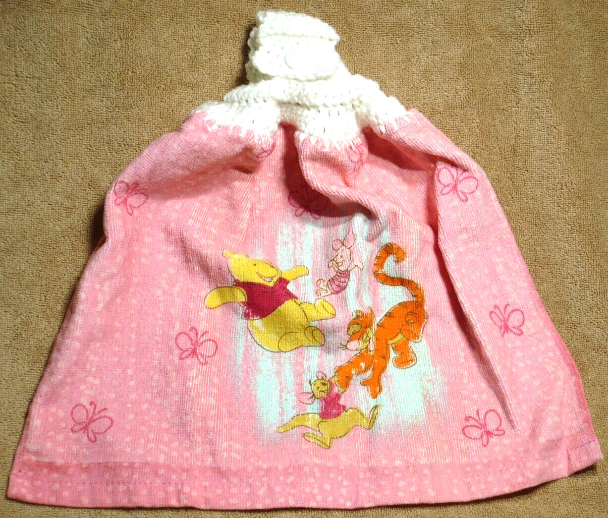 1 Crochet Top Hanging Kitchen Towel, Single, Disney Winnie the Pooh white gallery