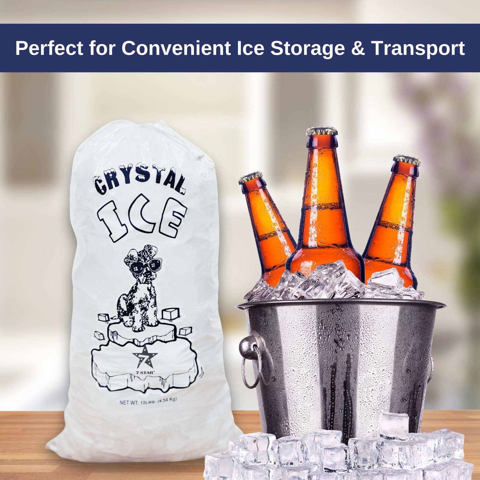 7STAR Crystal Ice Bag – 10 LB – 50 Count | Heavy-Duty Plastic 10 lbs, Clear gallery