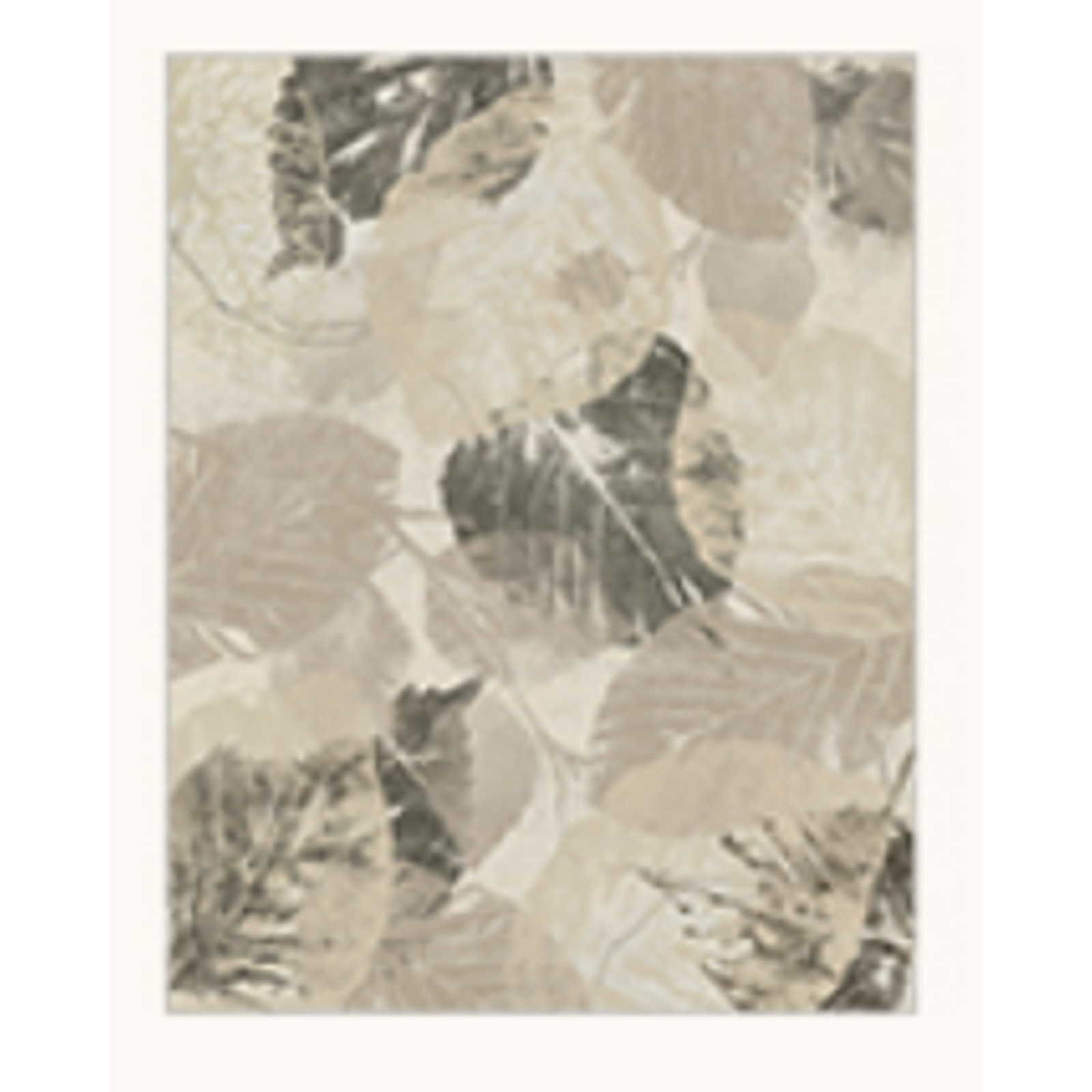 6x9ft Low Pile Area Rug, Leafy Khaki & Gray Modern, Machine Washable, Non Slip gallery