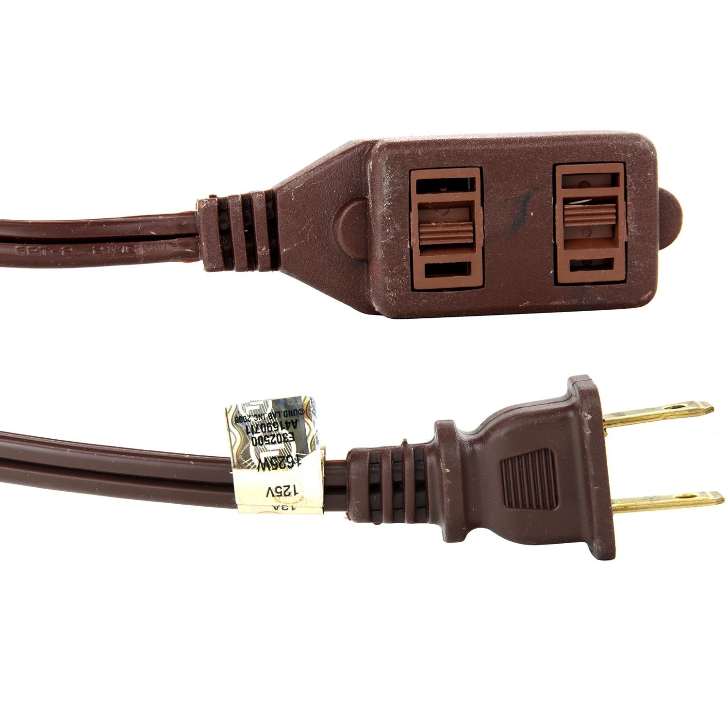 2-Outlet Extension Cord, 20Ft Brown PowerStrip, 3 2-Prong Polarized, 1625W, 125V gallery