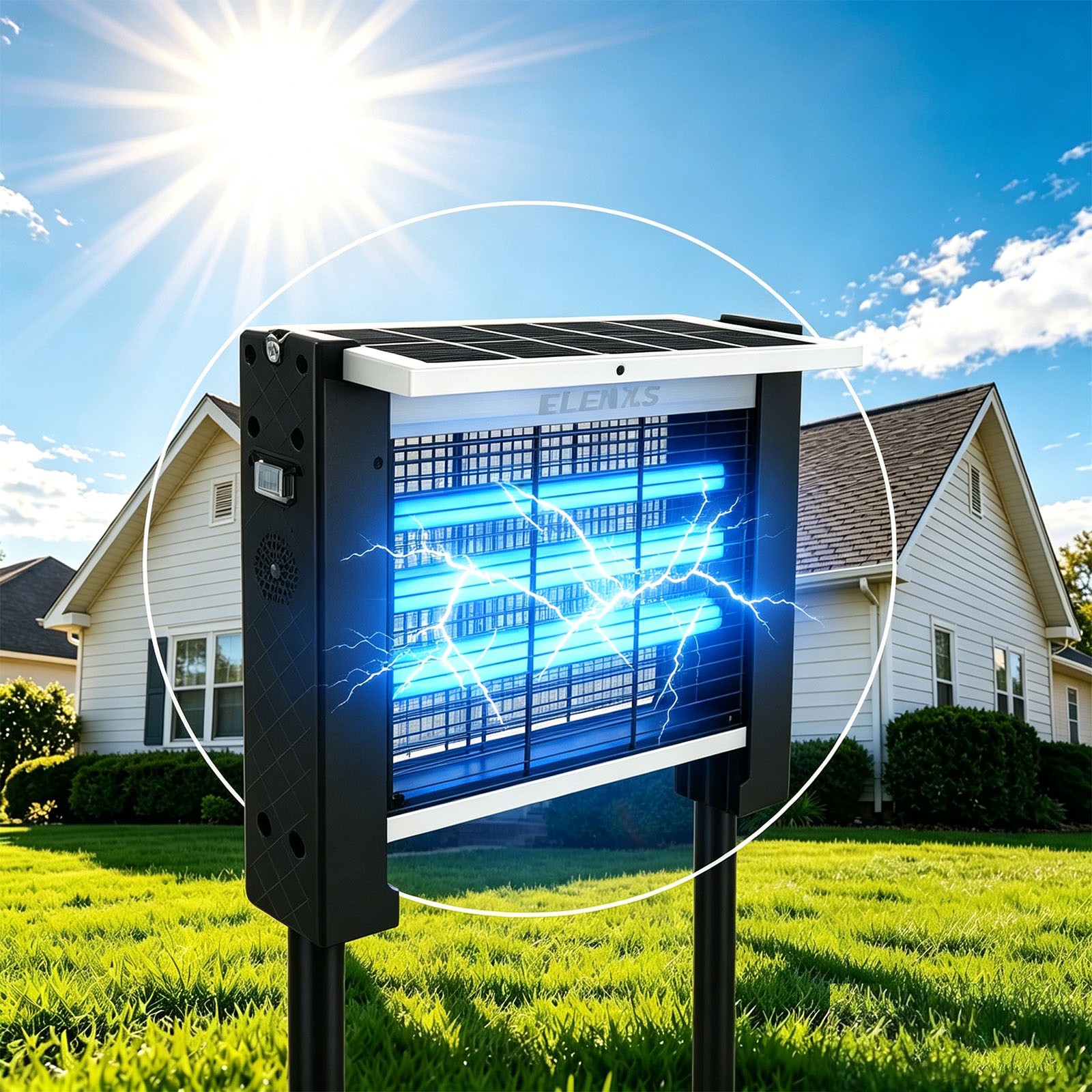 Solar Bug Zapper Outdoor Mosquito Zapper 4500V Waterproof Rechargeable Fly Trap gallery