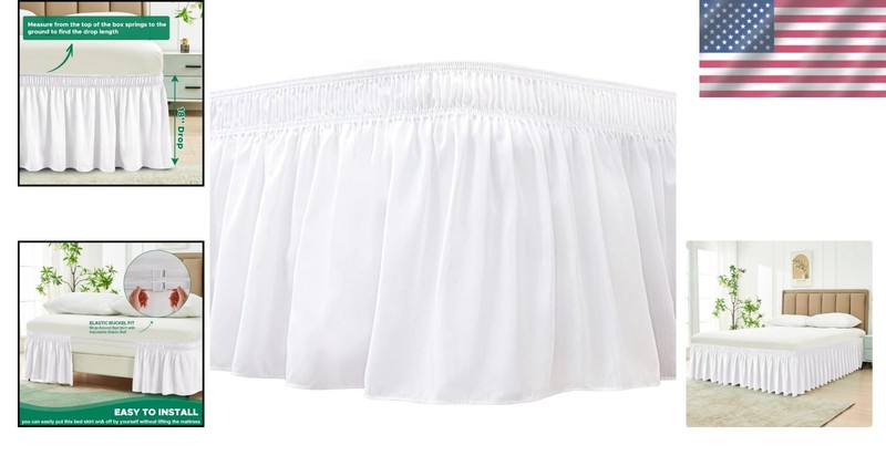 Adjustable Elastic Bed Skirt with Ruffles for Queen Size - Easy Fit Design gallery