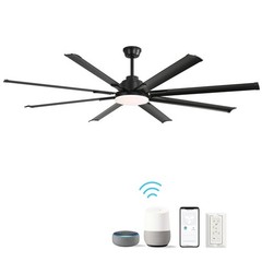 Large Ceiling Fan Light Kit W/ Remote & Quiet Reversible DC Motor & 6-Speed APP