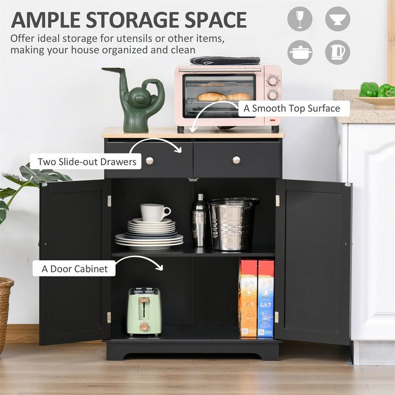 Engineered Wood Kitchen Storage Cabinet Black Natural gallery