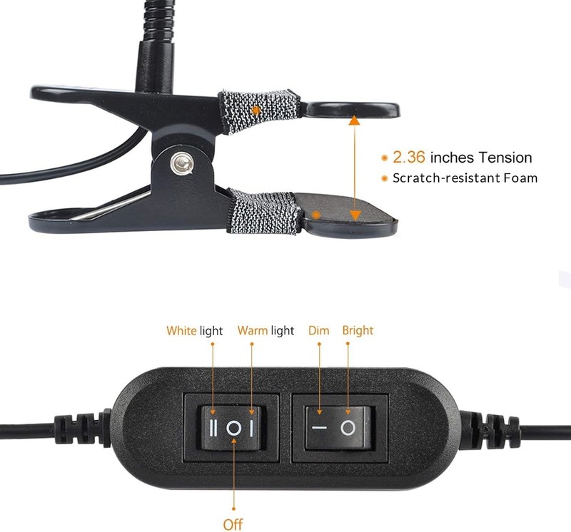 Adjustable Clip On LED Reading Light for Bed Headboard Desk & Computer Dimmable gallery