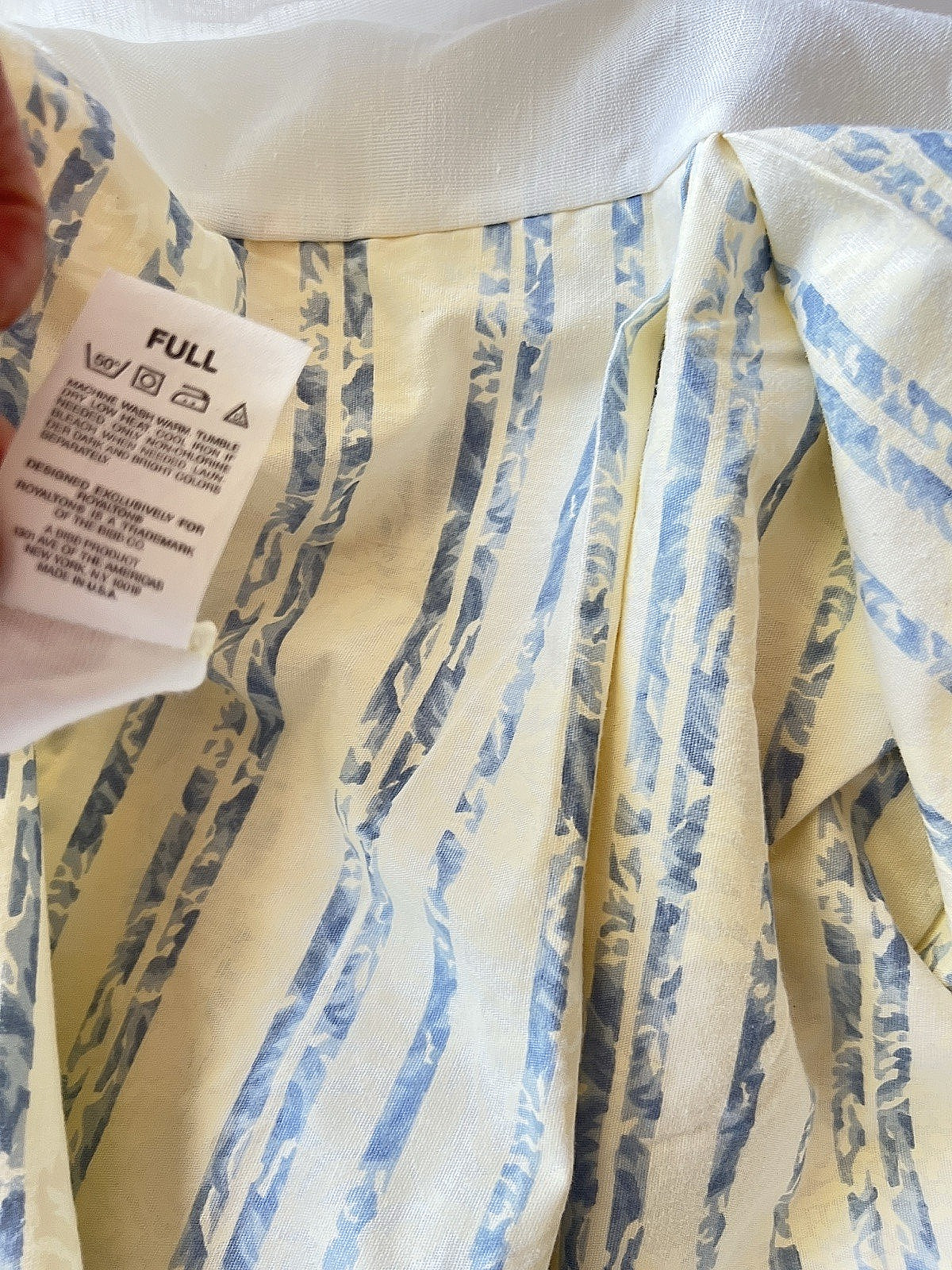 VTG JESSICA McCLINTOCK Dust Ruffle FULL Size Blue Stripe 53"W X 76"L Made in USA gallery