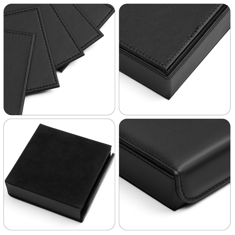 Personalized 6-Piece Leather Coaster Set in Box | Monogrammed Drink Coasters gallery