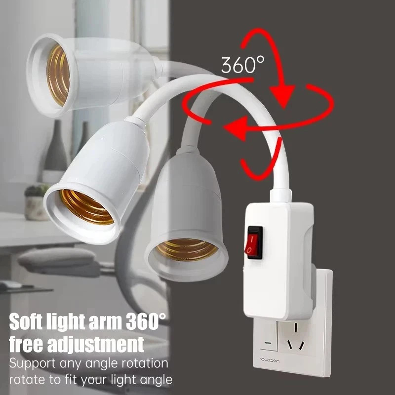Flexible E26 E27 LED Light Bulb Lamp Holder Extension Plug in Adapter Socket USA gallery