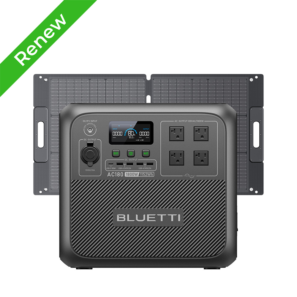 BLUETTI AC180 1152Wh Portable Power Station+Optional Solar Panel Off-Grid Use gallery