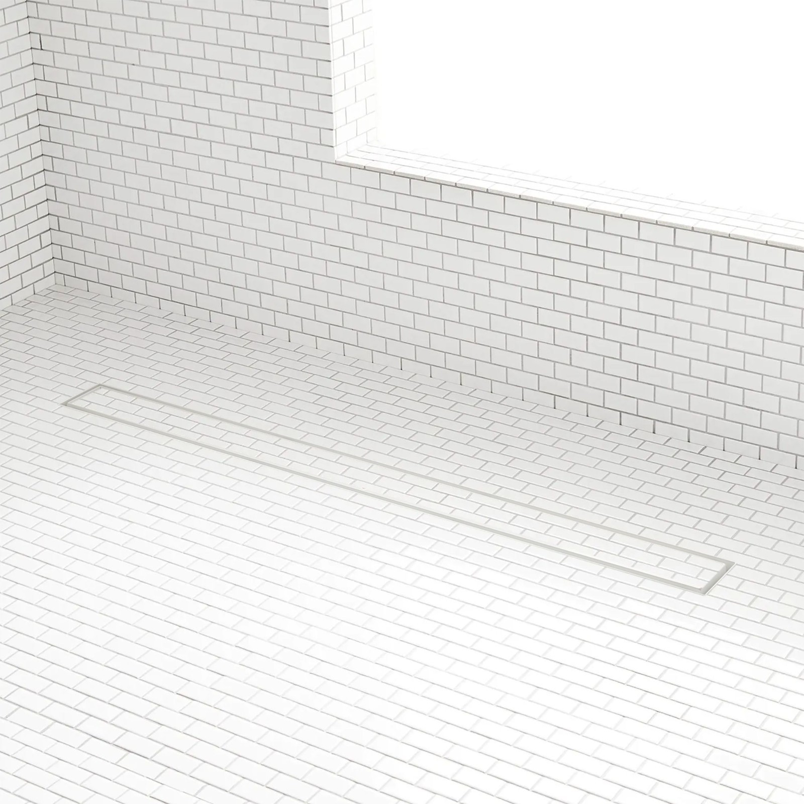 Signature Hardware 40" Cohen Tile-In Linear Shower Drain-MATTE WHITE (No Flange) gallery