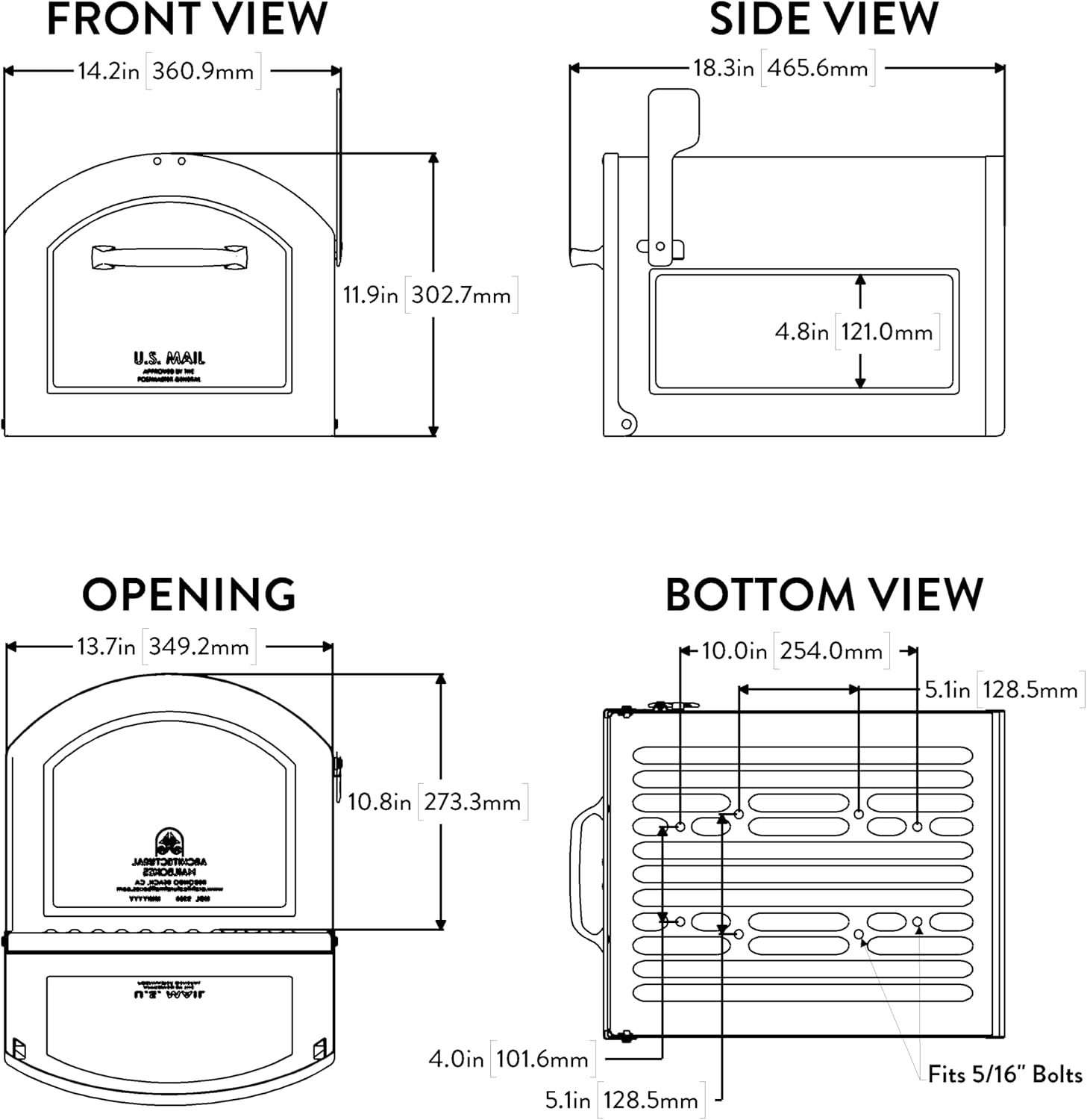 Architectural Mailboxes 950020P-10 Centennial Post Mount Mailbox, Extra Large gallery