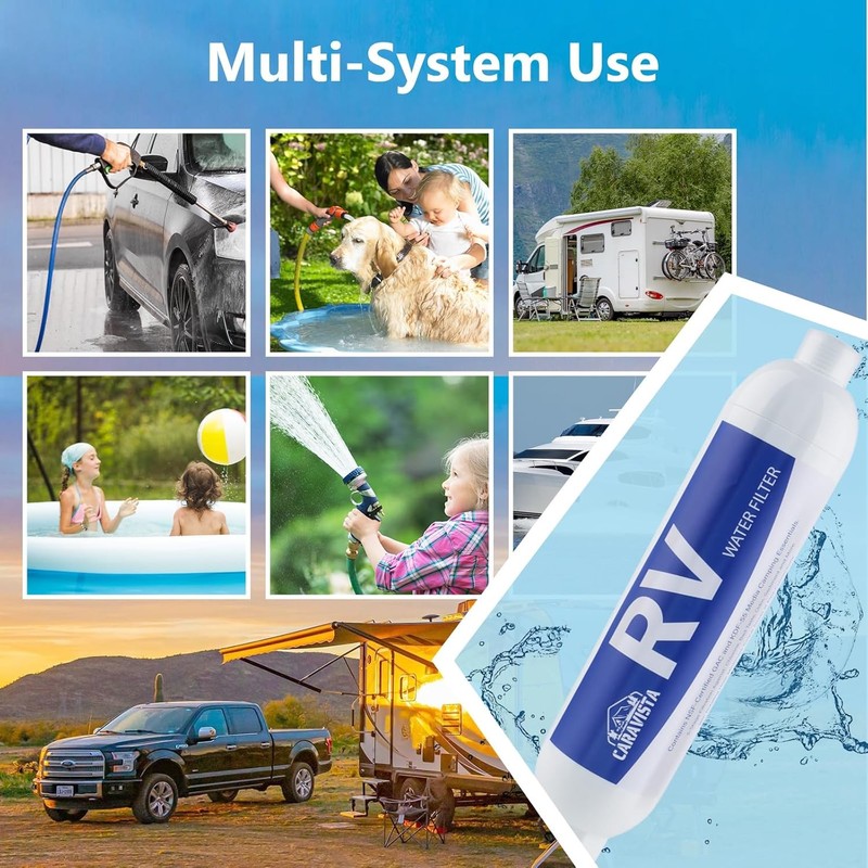 RV Water Filter - Inline Water Filter with Flexible Hose Protector - 2 Pack gallery
