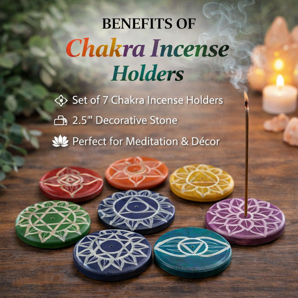 7 Chakra Stone Incense Burner Set | Incense Stick Holder Ash Catcher | Set of 7 gallery