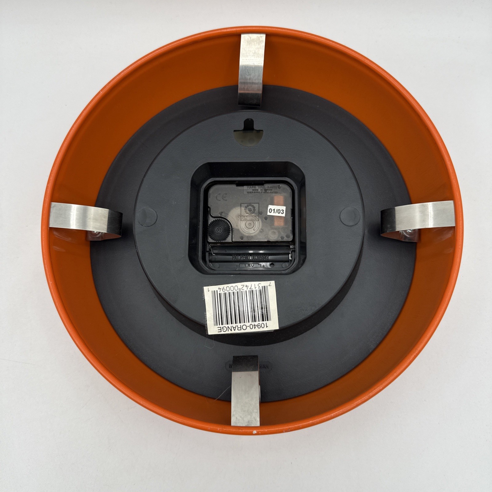 Infinity Instruments 9.5" Orange Retro Round Wall Clock Quartz Silent Metal gallery