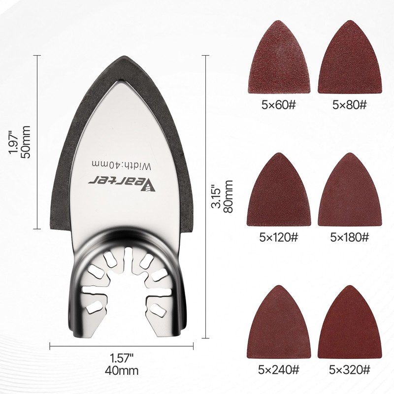 30PCS 40mm Triangular Finger Oscillating Multi Tool With 1 X Sanding Pads Set gallery