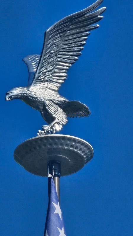 Flagpole Eagle Topper Decorative SILVER Finial Globe Outdoor XX-Large 32 inch gallery