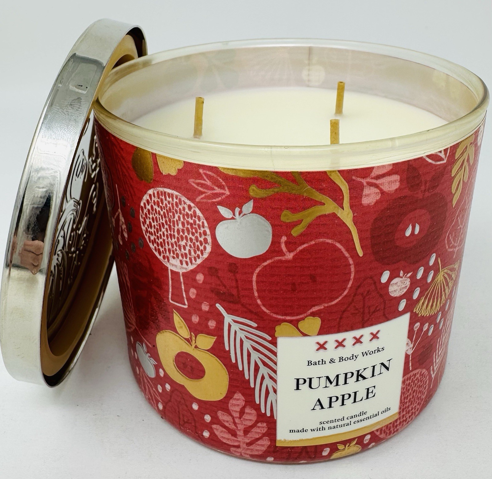 PUMPKIN APPLE BATH & BODY WORKS LARGE SCENTED 3-WICK 14.5 OZ FILLED FALL CANDLE gallery