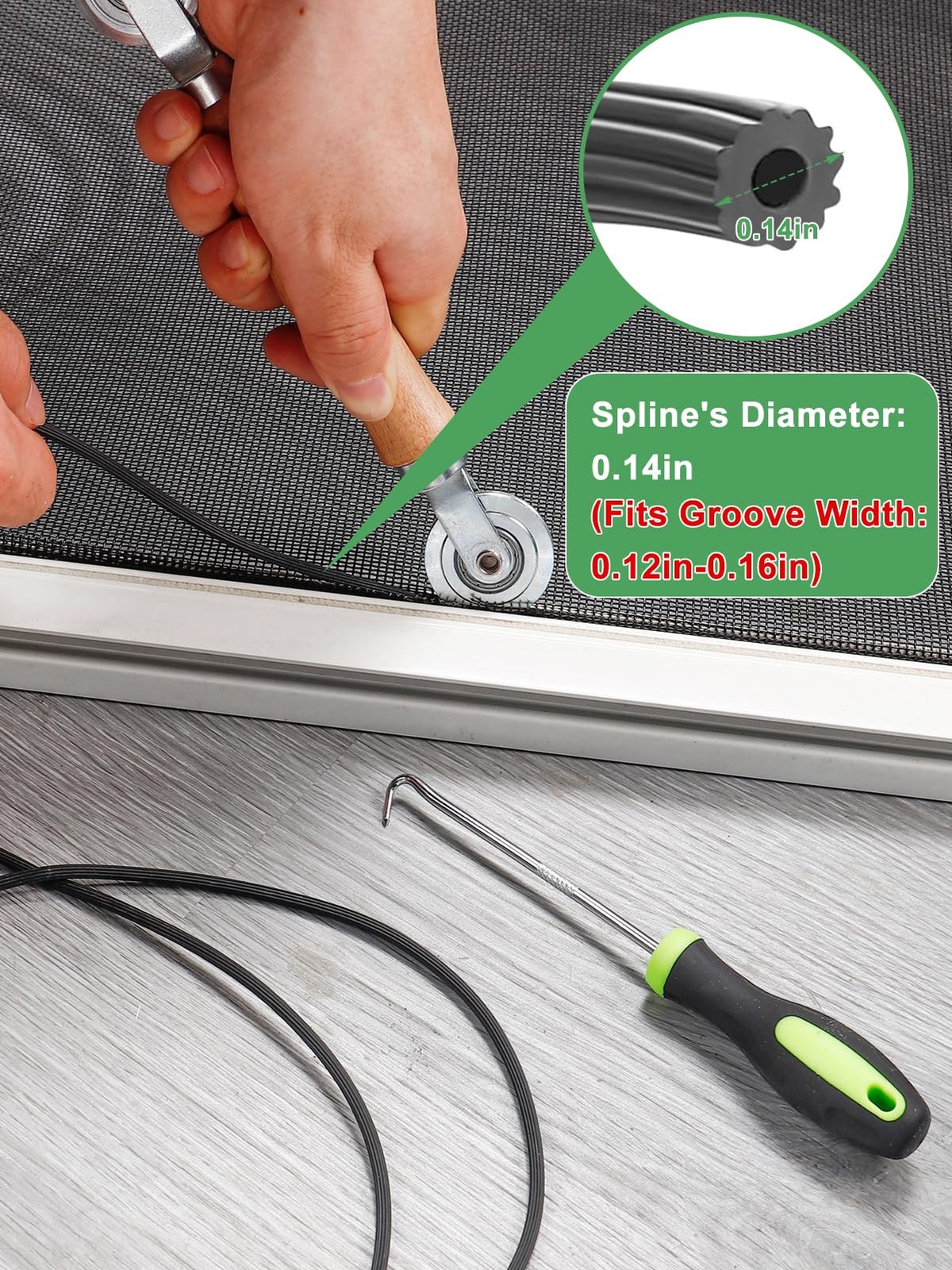 Screen Repair Kit - 3 in 1 Screen Tools Including Roller, 0.14in x 32.8ft Spl... gallery