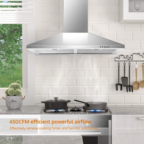 SNDOAS 30 Inch Wall Mount Range Hood 500CFM Stainless Steel 3 Speed Kitchen Vent gallery