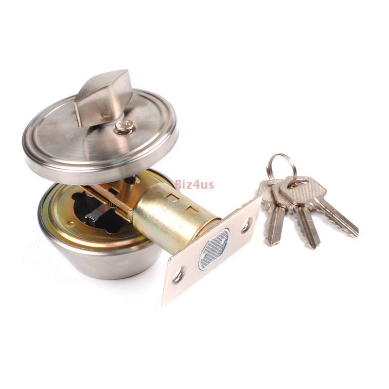 Single Sided Deadbolt Lock Entry Keyed Cylinder 3 Keys Exterior Door Satin Brass gallery