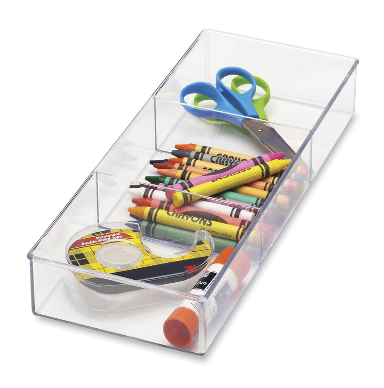 3 Section Small Easy Clean Clear Plastic Resin Drawer Organizer gallery
