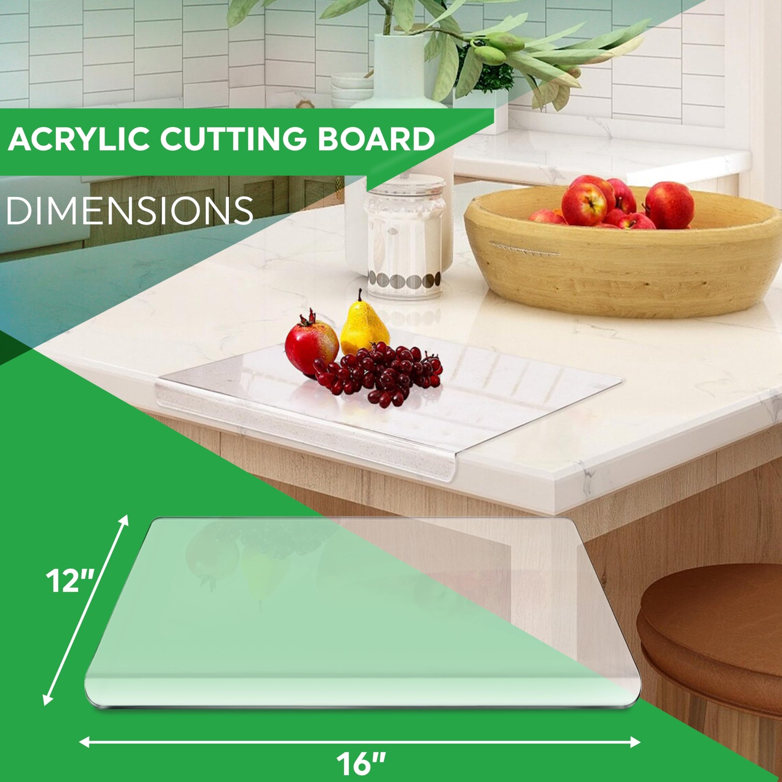 18x16 Acrylic Cutting Board with Counter Lip Cutting Board Kitchen Countertop gallery