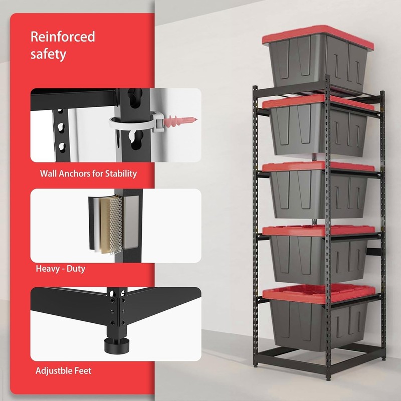 27 Gallon Storage Bin Rack Organizer, Heavy-Duty Tote Storage Rack, 5-Tier Stand gallery